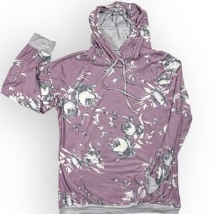 BARLVER Hoodie Pullover Top Sz XL Lavender Black Gray Roses Super Soft Cozycore